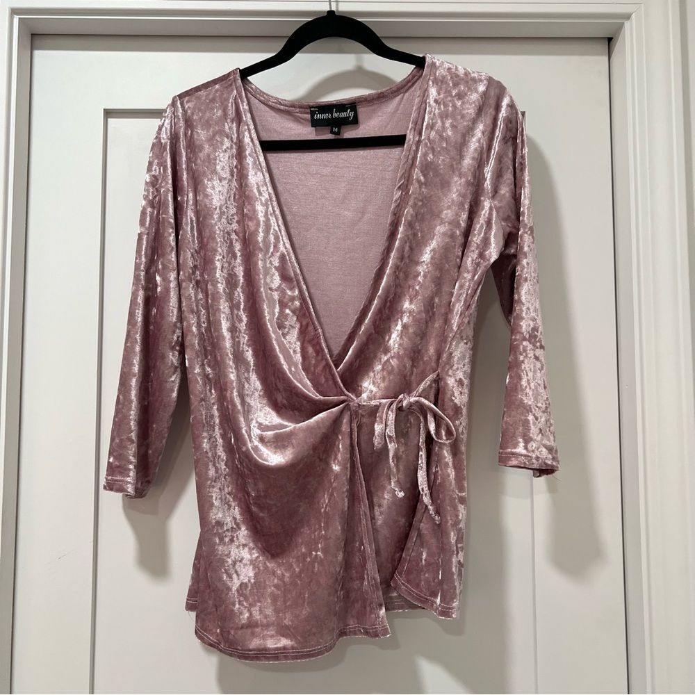 Inner‎ Beauty Pink Velvet Wrap Top | Size Medium